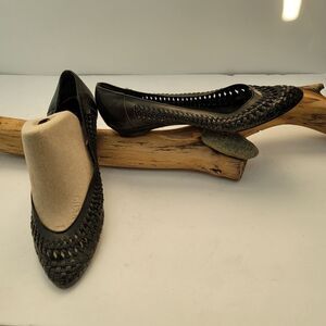 Loeffler Randall black woven leather flats